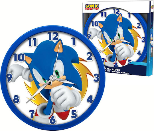 Kids Licensing Детски стенен часовник Sonic The Hedgehog Дърво 25x24.5см