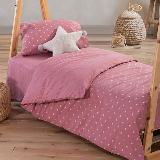 Nef-Nef Homeware Precious Σετ Παιδική Παπλωματοθήκη Μονή με Μαξιλαροθήκη Βαμβακερή Rose 160x230εκ.