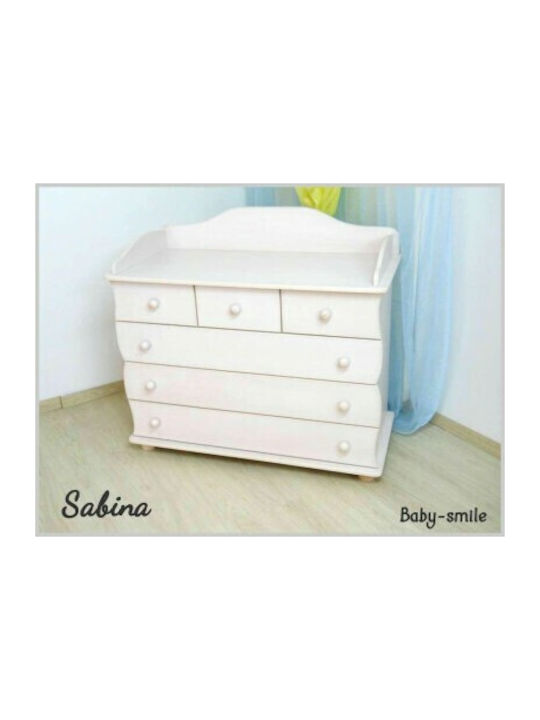 Sabina Dulap cu Sertare pentru Bebeluși cu 6 Sertare Albă 99x50x110cm