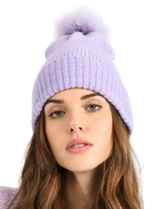 Knitted Beanie Cap Purple