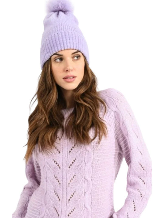 Knitted Beanie Cap Purple