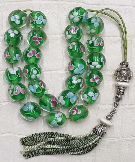 Roloi Komboloi Glass Worry Beads Green 33cm