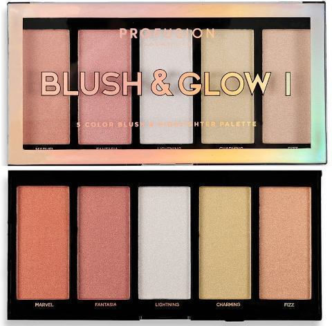 Profusion Cosmetics Palette with Blush Blush + Glow I 5 Shade Blush & Highlighter Palette 20gr