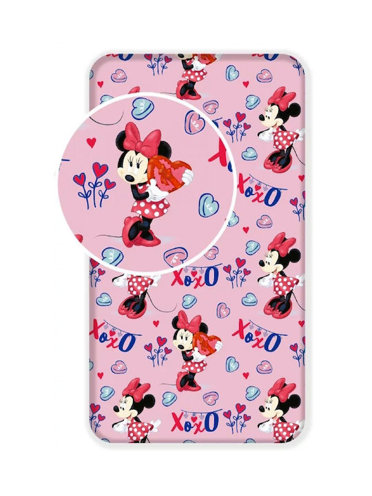 Family Enterprise Sheet Single Fitted Cotton Minnie Mouse Pink 90x200cm