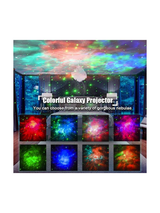 Led Παιδικό Φωτιστικό Projector με Προβολή Αστεριών Λευκό
