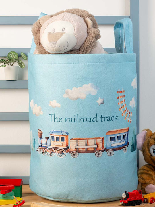 Dimcol Παιδικό Καλάθι Αποθήκευσης από Ύφασμα Railroad 93 Γαλάζιο 45x30x50cm