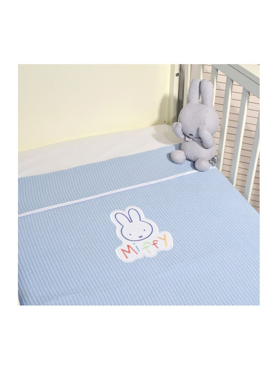 Baby Oliver Κουβέρτα Αγκαλιάς & Λίκνου Miffy Πικέ Γαλάζια 80x100εκ.
