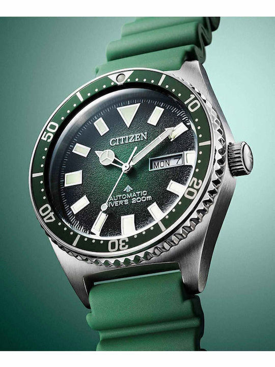 Citizen Promaster Marine Ανδρικό Ρολόι Αυτόματο με Πράσινο Καουτσούκ Λουράκι