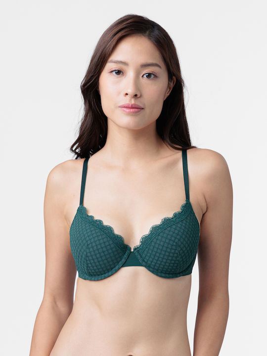 Demi Bra with Light Padding Underwire Green