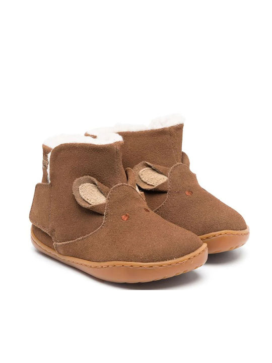 Camper Kids PU Leather Anatomic Boots Brown