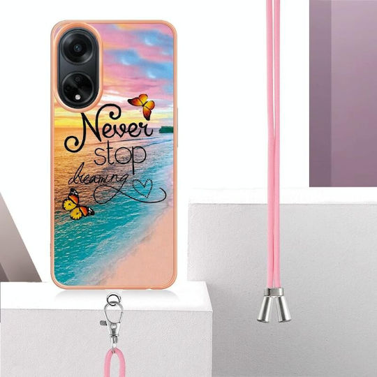 Electroplating Marble Back Cover Πλαστικό με Λουράκι (Oppo A98)