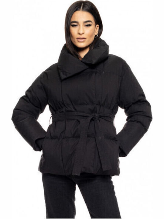 Scurtă Jachetă de femei Puffer Negru
