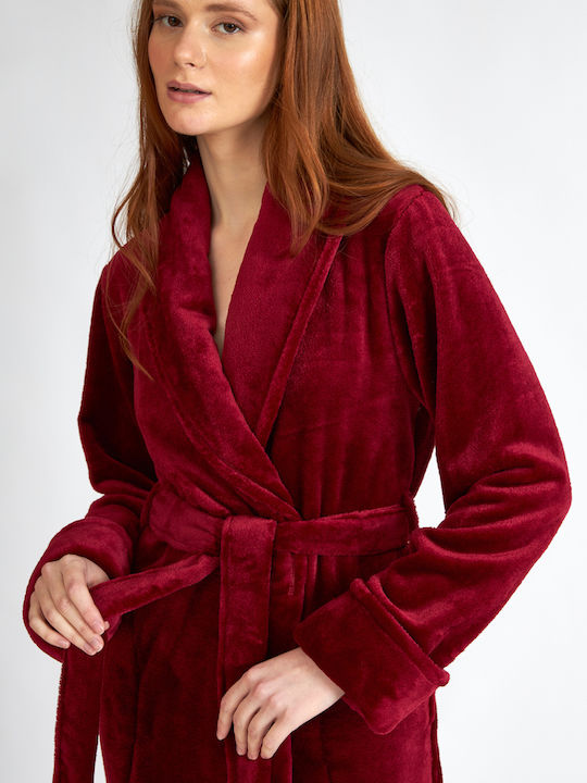 Harmony Women's Winter Fleece Pajama Robe Burgundy