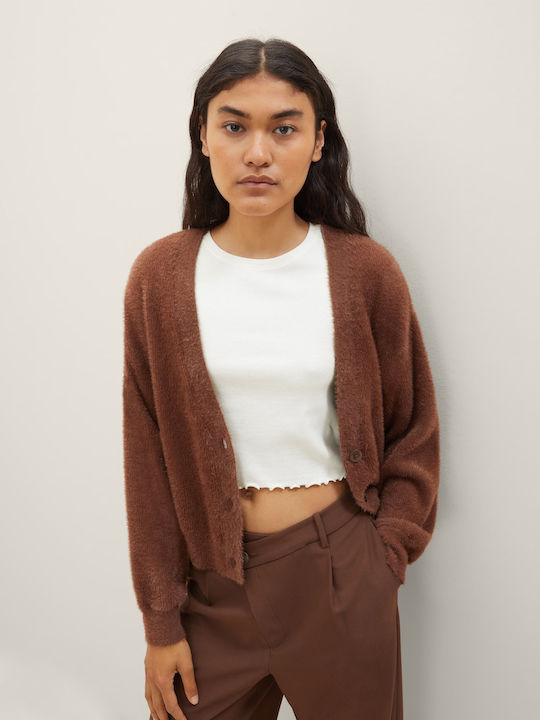 Feather Yarn Jachetă de damă tricotată în Maro Culoare