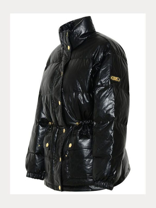 Women's Short Puffer Jacket for Winter Black