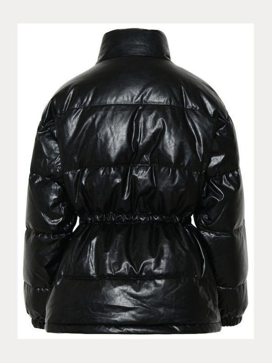 Women's Short Puffer Jacket for Winter Black