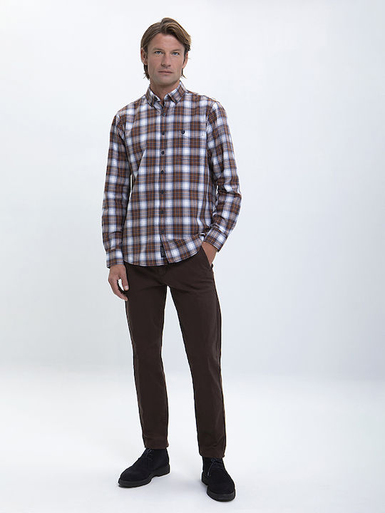 Basefield Men's Shirt Long Sleeve Cotton Checked Multicolour