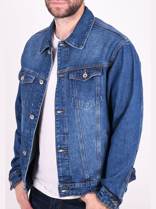 King & Brich Men's Winter Denim Jacket Blue