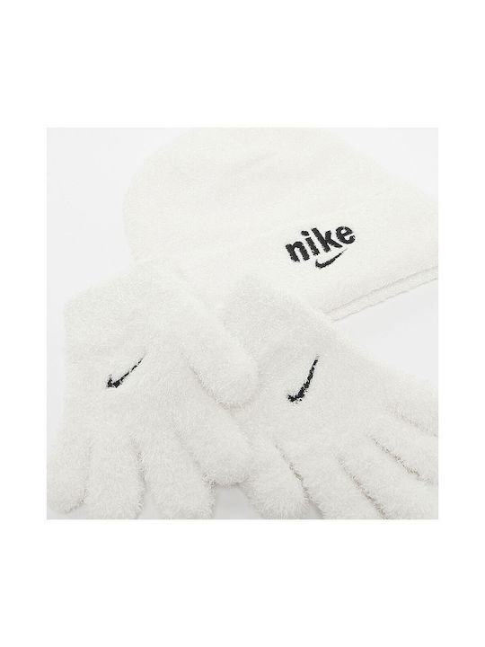 Nike Σετ με Γάντια Πλεκτό Λευκό
