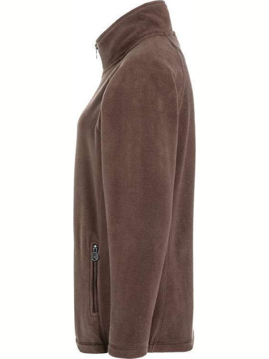 Fleece Jachetă de damă cu Fermoar în Maro Culoare