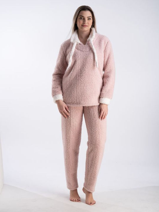 Relax Lingerie Winter Women's Pyjama Set Fleece Pink