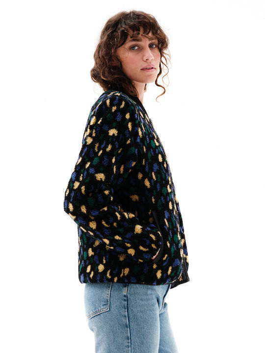 Women's Short Lifestyle Jacket Double Sided Waterproof for Winter Black Print / Black