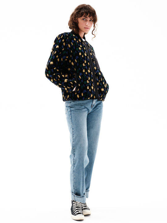 Women's Short Lifestyle Jacket Double Sided Waterproof for Winter Black Print / Black
