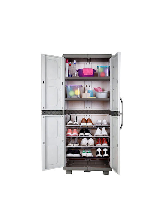 Zweiflügeliger Schrank Kunststoff mit 6 Regale 73x44x179cm