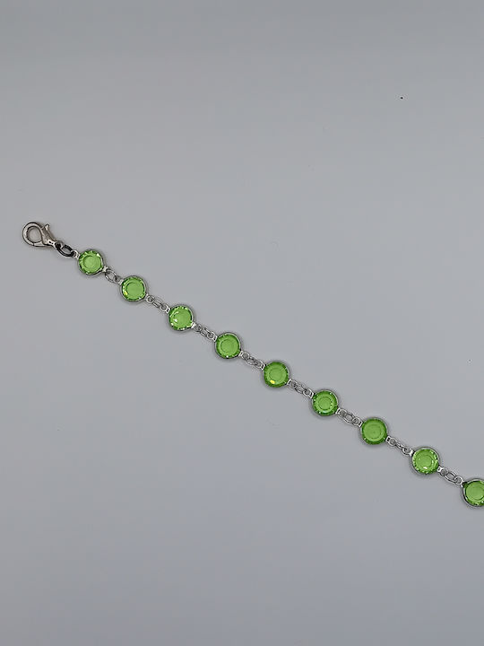 CRYSTAL PLEASURS SILVER BRACELET WITH GREEN STONES 15003/11