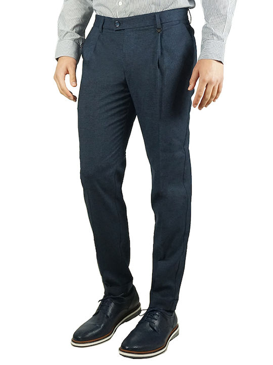Men's Suit Trousers Elastic Slim Fit Navy Blue