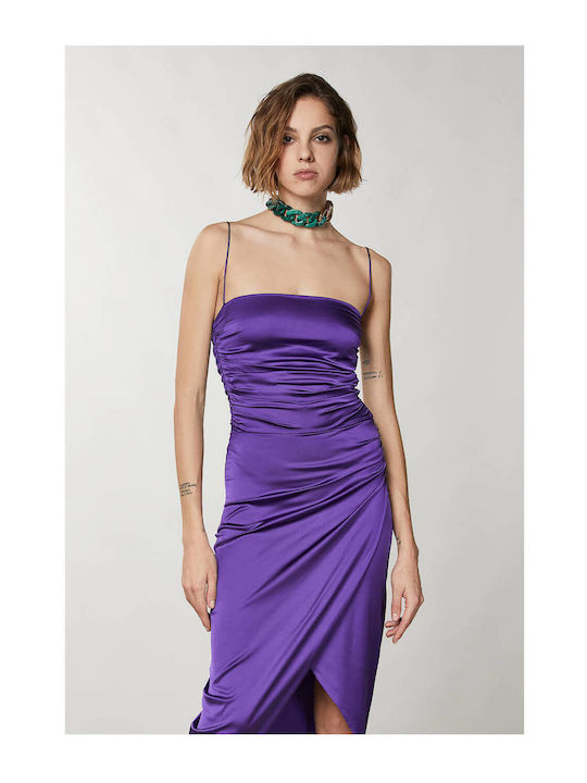 Patrizia Pepe Summer Midi Dress Wrap Purple