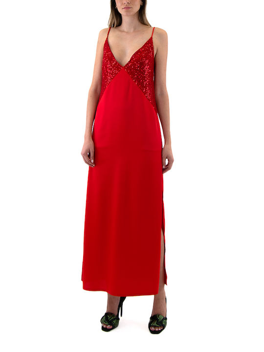 Dolce Domenica Dress Women Dolce Domenica Maxi Abendkleid Slip Dress Satin Rot
