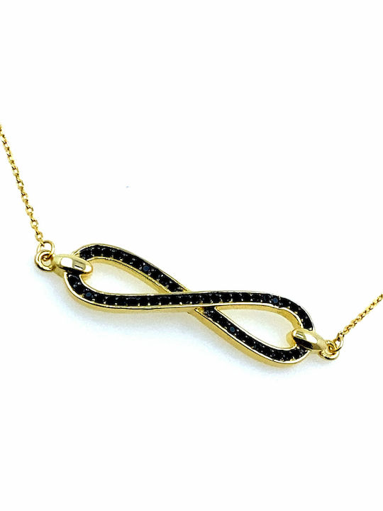 Χρυσόλιθος Bracelet Chain with design Infinity made of Silver Gold Plated with Zircon