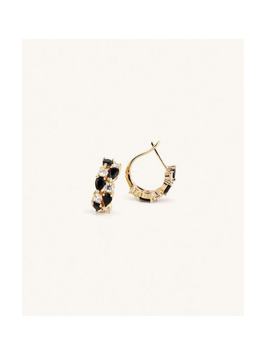 Earrings Hoops Gold Plated with Stones