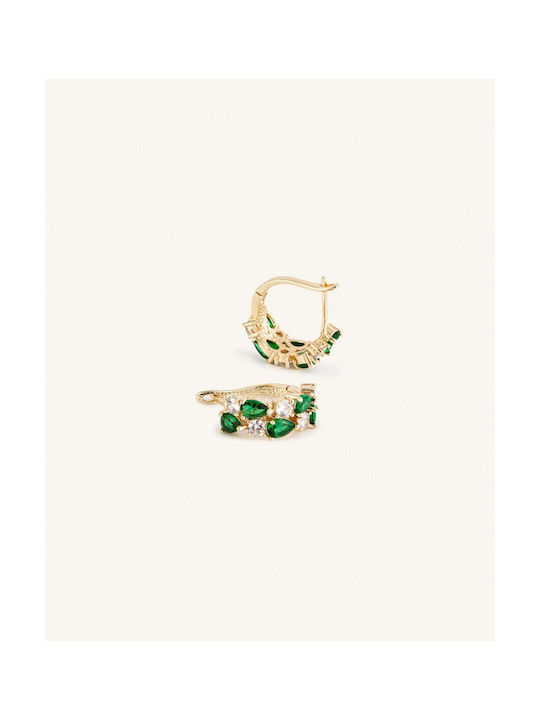 Earrings Hoops Gold Plated with Stones