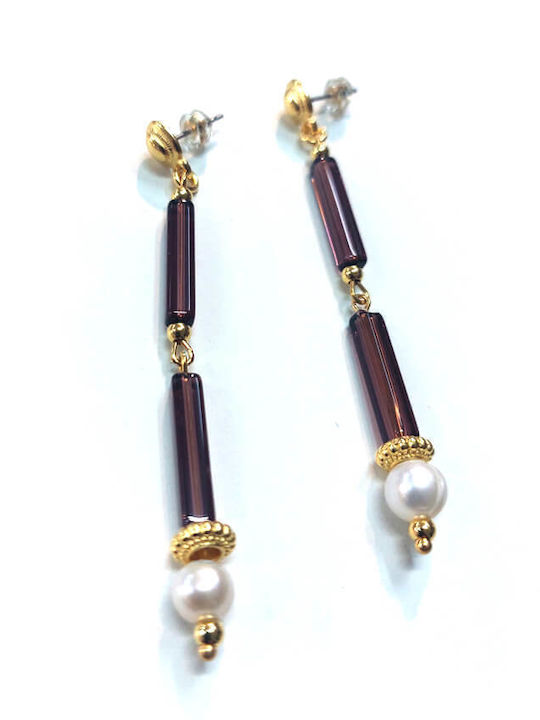 Angelo Barreta Earrings Gold Plated with Stones & Pearls
