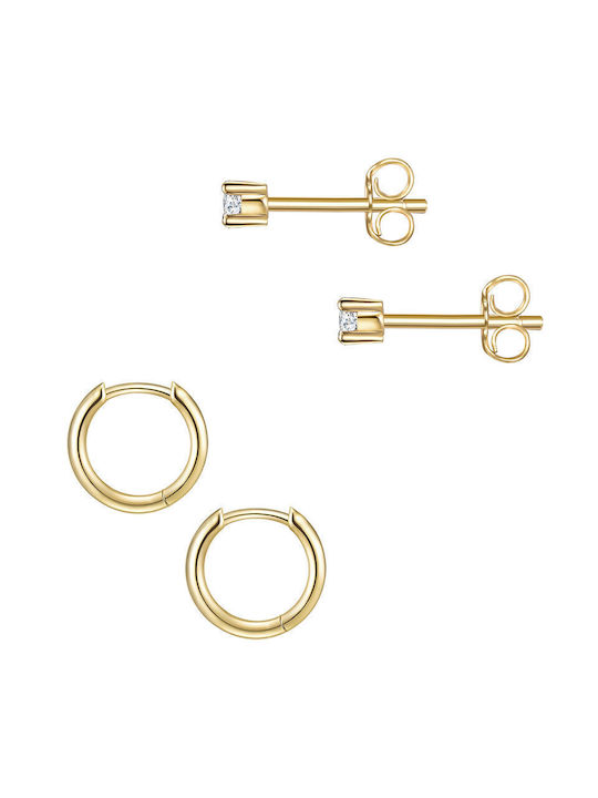 Nahla Jewels Set Earrings Hoops Gold-plated with Stones