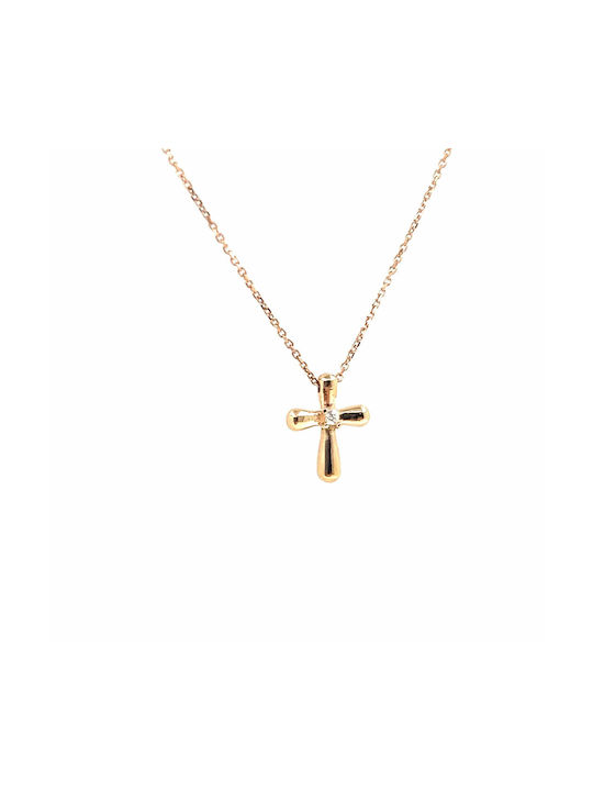 Roségold Kreuz 9K mit Kette