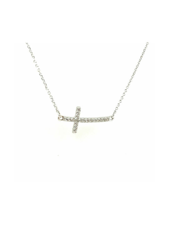 White Gold Cross 9K with Chain