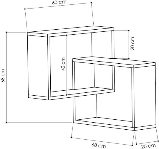 Ъглово Стенно Рафт Ring Бял 68x60x68см