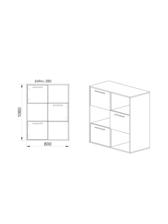 Bibliothek Schwarz 80x38x106cm
