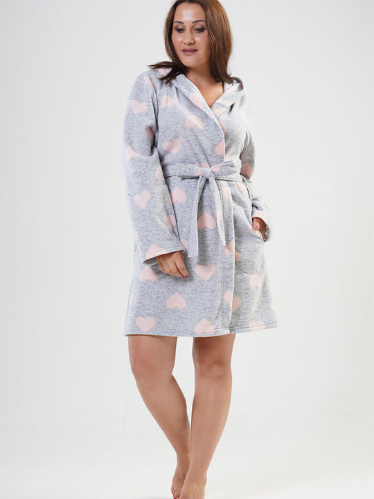 Vienetta Secret Winter Women's Fleece Robe Gray Vienetta Vienetta