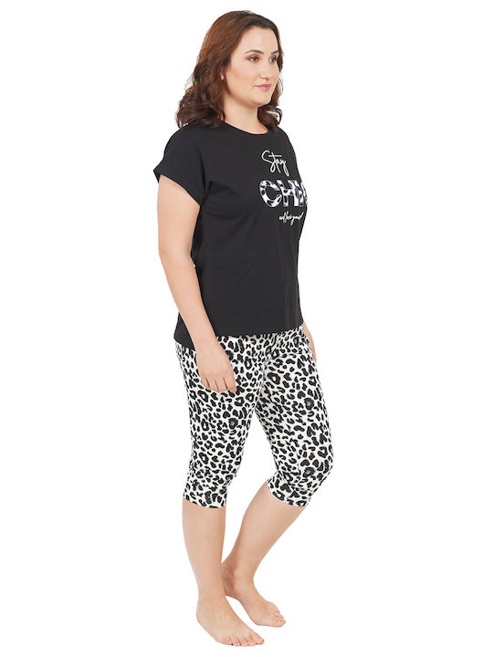 Vienetta Secret Summer Women's Pyjama Set Cotton Black