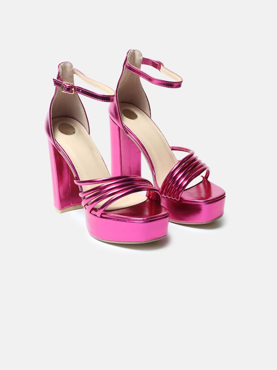 InShoes Women's Sandals with Ankle Strap Fuchsia