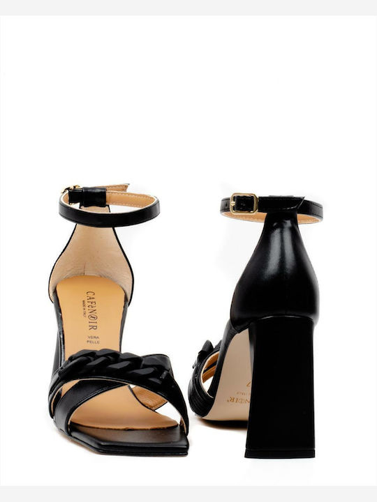 Cafe Leder Sandalen Schwarz