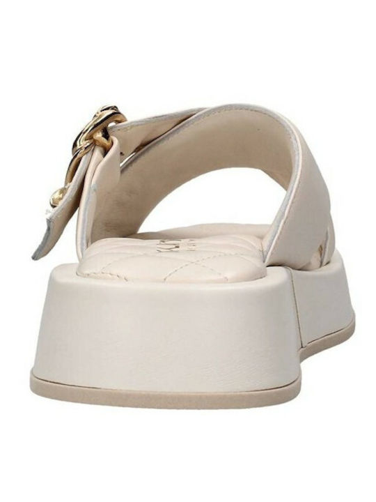 Paola Ferri Leather Crossover Women's Sandals Beige