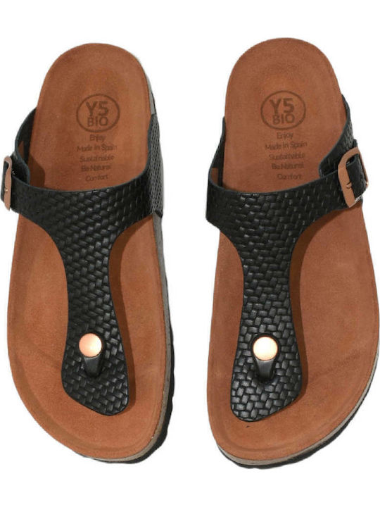 Leather Women's Flat Sandals Anatomic in Black Color