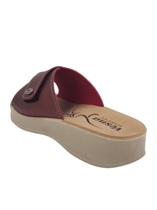 Women's Flat Sandals Anatomic in Burgundy Color