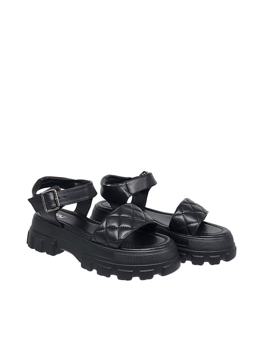 Betsy Women's Flat Sandals Flatforms in Black Color