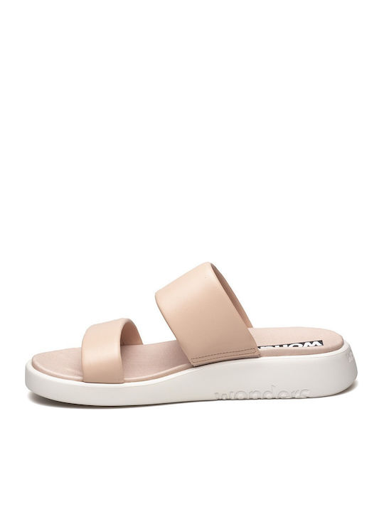 Women's Leather Platform Wedge Sandals Pink
